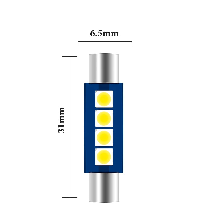 10pcs Festoon Light C5W T6 Car Led 28MM 30MM Led Bulbs 3030 Canbus Interior License plate Lamp 12V Light Source White Car Bulbs