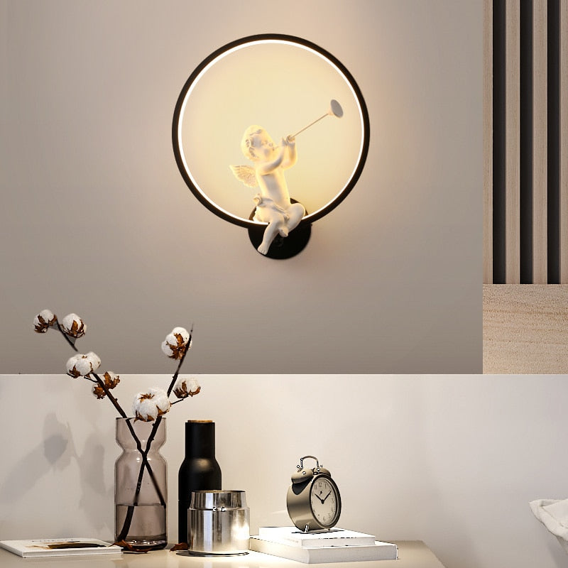 Modern Wall Lamps  art angel Nordic creative for living room bedroom bedside lighting bracket High-power led lustre Home Dero