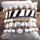 RH Fashion leopard Leather Bracelet Set 5pc Handmade Natural Stone Female Femme Bracelets Sets For Women Jewelry DropShipping