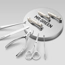 MR.GREEN Manicure Set With Morandi Grey Top-Grade Full Grain Cow Leather Packaging Nail Clipper Kits Perfect Gift Friends Family