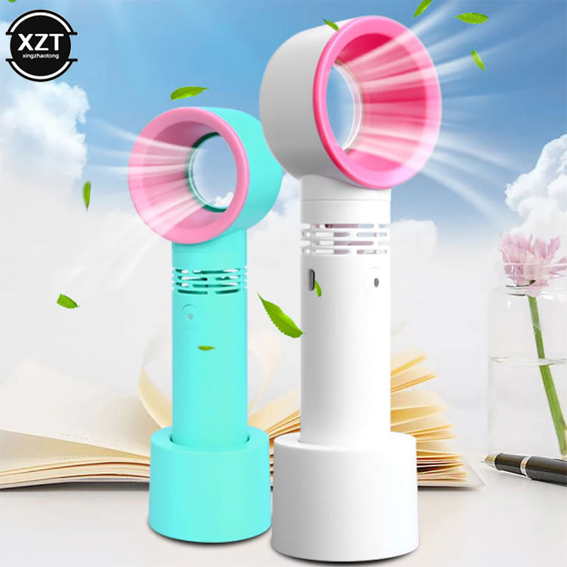 Portable Bladeless Fan USB Rechargeable Handheld Mini No Leaf Ultra-quiet Fans Air Cooler Fans For Desktop Travel Outdoor Office