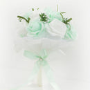 YO CHO Bridal Wedding Bouquet Bridesmaid Artificial PE Rose Flower Fake Pearl Pink Bouquet Wedding Supplies Festival Decorations