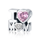 Mom Love Pendant BISAER 925 Sterling Silver Oxidized Maternal Love Mom Mother Beads Charms For Women Silver 925 Jewelry ECC1460