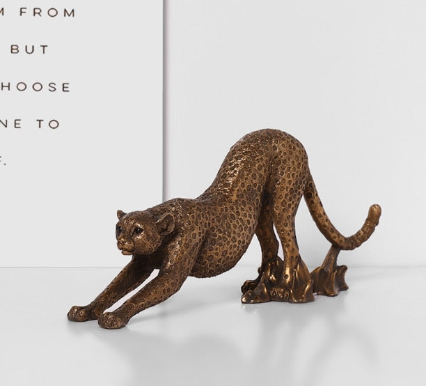 ERMAKOVA European Vintage Panther Statue Animal Figurine Leopard Jaguar Sculpture Home Living Room Office Decoration Gift