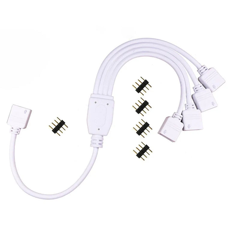 4 Pins RGB LED Strip Connector 1 to 1 2 3 4 5 Ports LED extension Splitter 4pin Male Female Connector for RGB Led Strip Lights