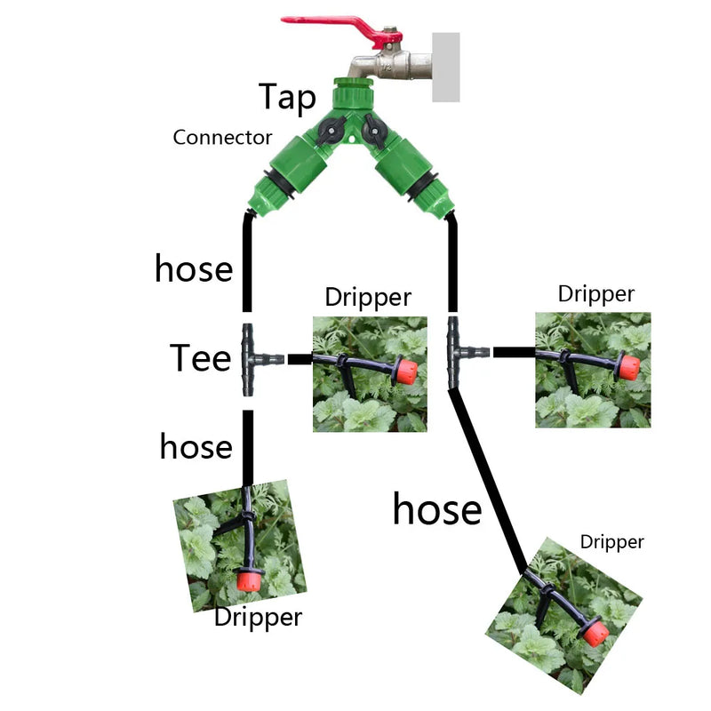 DIY Drip Irrigation System Automatic Watering Garden Hose Micro Drip Watering Kits with Adjustable Drippers Gardening Tool Kit