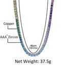 THE BLING KING Rainbow Colorful 4mm CZ Tennis Gold Necklace Copper Hip Hop Round Stones Shining Jewelry Punk Christmas Gift