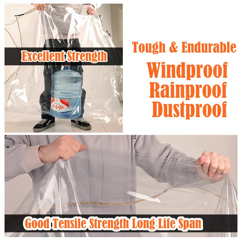 0.32MM Outdoor Tarpaulin Garden Balcony PVC Rainproof Cloth Door Window Transparent Plastic Cloth Tent Waterproof Tarpaulin