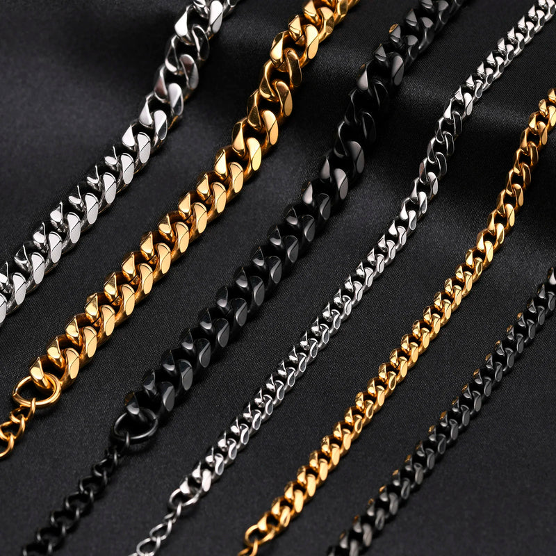 Vnox Basic Cuban Chain Bracelets for Men Women,Classic Stainless Steel 5/9mm Width Link Chain Wristband,Casual Hipster Jewelry