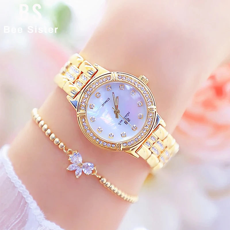 Watch Women luxury brand 2022 Fashion Rose Gold Diamond Crystal Ladies Watches Rhinestone wristwatch women Bayan Kol Saati