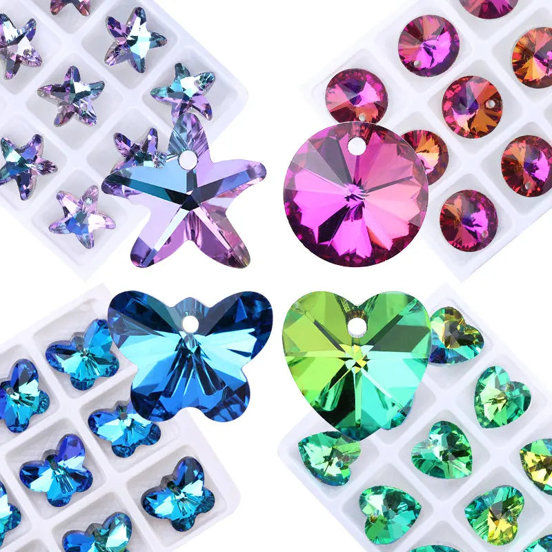 Multicolor Heart Pendant Glass Butterfly Beads Crystal Star Charms For Women Jewelry Making DIY Necklaces Earring Findings