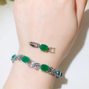 CWWZircons 2022 New Trendy Jewelry Elegant X Cross Oval Green CZ Crystal Ladies Party Tennis Bracelet with Extender CB210