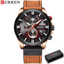 CURREN Top Luxury Brand Men's Military Waterproof Leather Sport Quartz Watches Chronograph Date Fashion Casual Men's Clock 8346