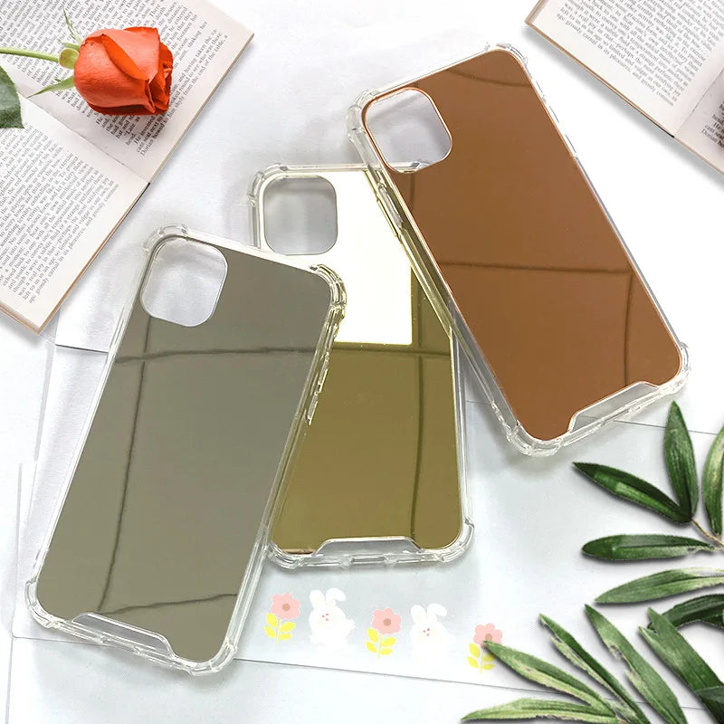Luxury Mirror TPU Phone Case For iphone 15 14 13 12 11 Pro XS MAX XR Shockproof Back Cover Case For iphone 7 8 6s plus SE2020