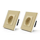 BSEED 2Pack Light Switches Wall Touch Switches 1Gang 2Way LED Sensor Tempered Glass Interrupter EU Standard Blue Backlight 240V