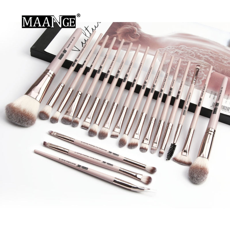 MAANGE Pro 12/20pcs Makeup Brushes Set with Bag Powder EyeShadow Blending Eyeliner Eyelash Lip Portable Brush Set For Make up