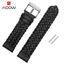 20mm 22mm 24mm Braided Genuine Leather Strap Quick Release Men Women Replacement Bracelet Belt Wrist Band for Smart Watch Brown