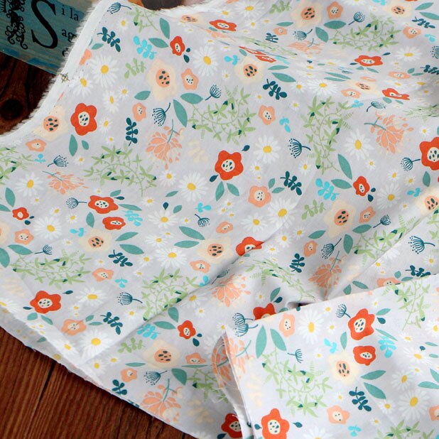 Green Leaves Pastoral Fabric Printed Floral Skirt Cotton Fabric for Handmade DIY Cotton Baby Dress Material