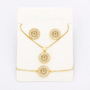 Hot Sale 26 Letters Jewelry Sets Necklace+Earrings+Bracelet For Women Initial Alphabet Charm Copper Zircon Party Wedding Gift