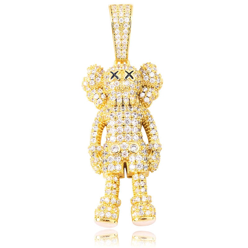 Iced Out Cartoon Puppets Pendant &amp; Necklace Cubic Zirconia Necklace Fashion Hip Hop Jewelry Mens Gift