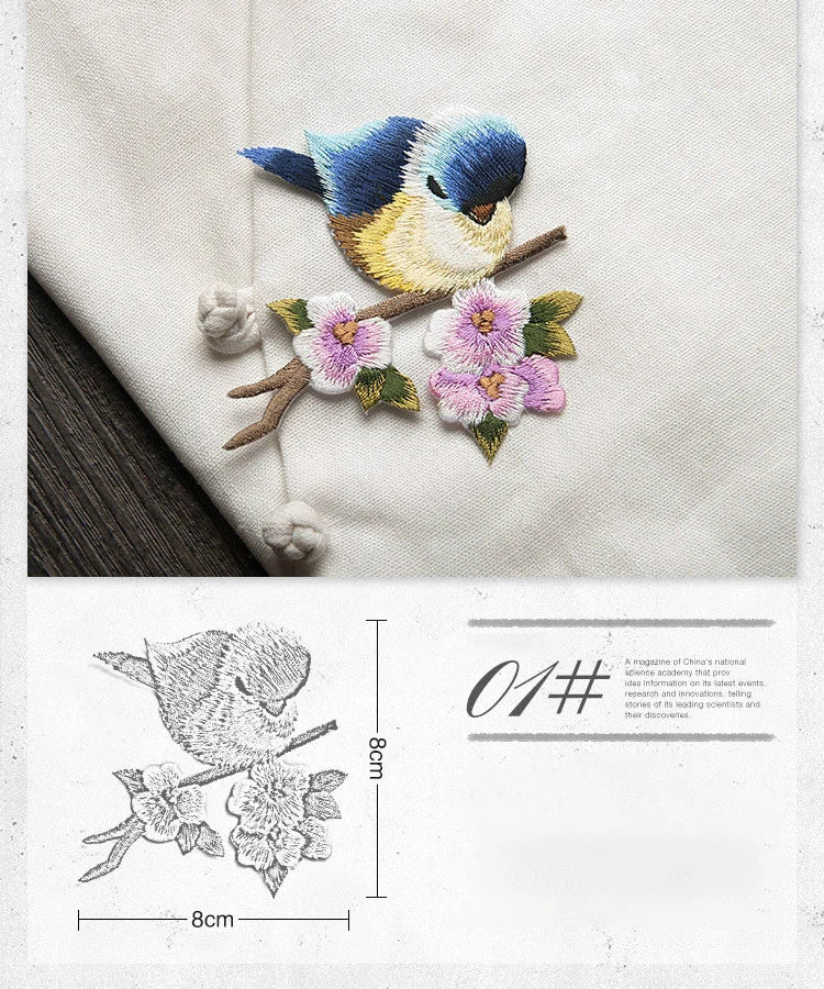 Bird Iron on Patches for Clothing Animal of The Breach Embroidery Applique DIY Hat Coat Dress Pants Accessories Cloth Sticker