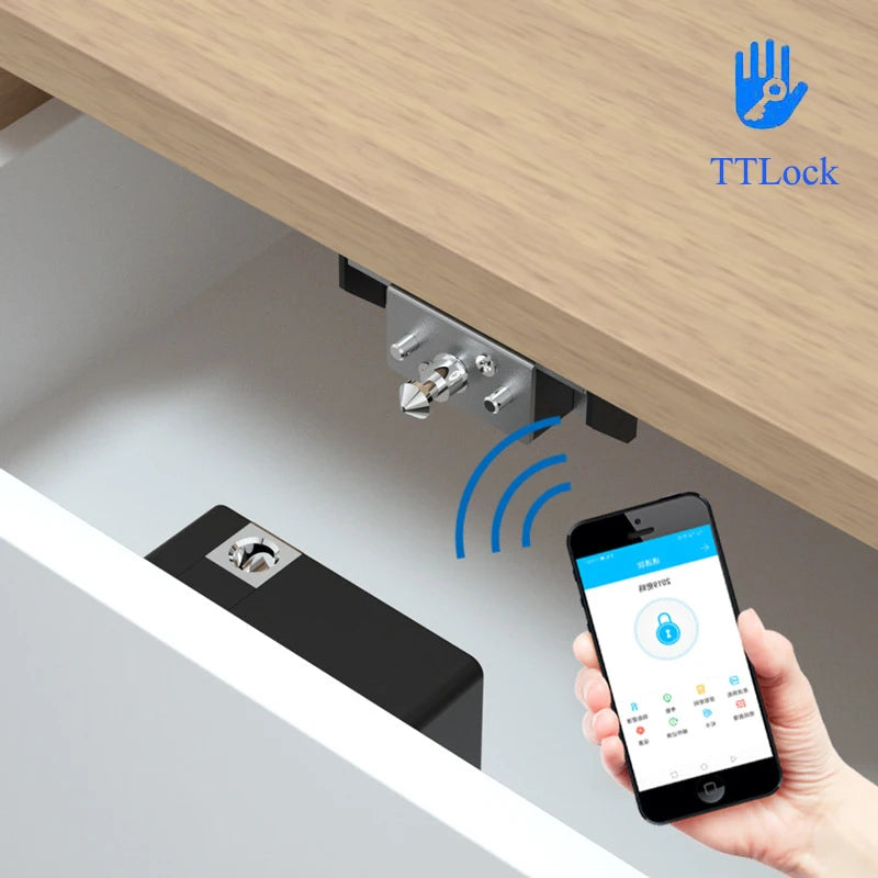 TTLock APP Phone Remote Control Keyless Invisible Hidden Cabinet Drawer Card Lock