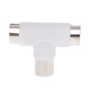 2 Way TV T Splitter Aerial Coaxial Cable Male to 2x Female Connectors Adapter