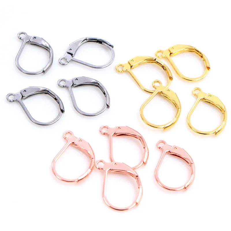 15*10mm 30pcs/Lot 316 Stainless Steel Gold Plated High Quality Earring Hooks Wire Settings Base Settings Whole Sale