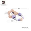 Let's Make Wooden Rattle Teether Baby Toys Engraved Wood Beads Hexagon Teether Silicone Beads 12Mm Tiny Rod Baby Crib Rattle