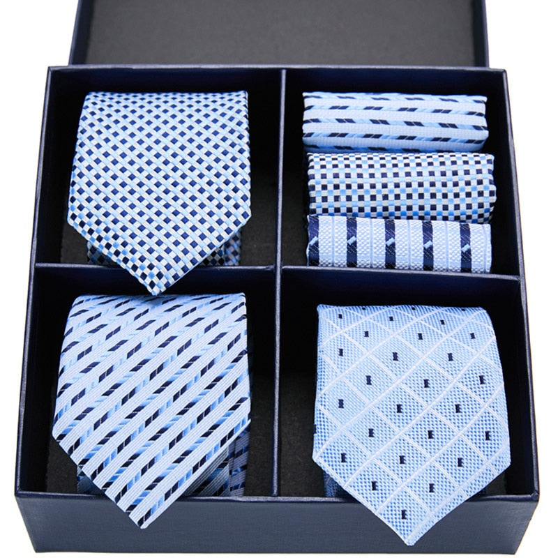 Gift box packing Silk Ties For Men Novelty Hanky  Set 3 Styles  Men&