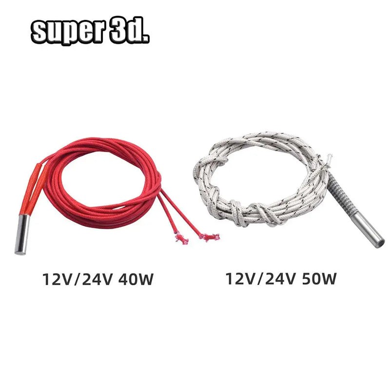 12V/24V 40W 50W Ceramic Cartridge Heater 6*20mm 1M /2M Cable 3D Printer Print Head Induction Heater Heating Tube element