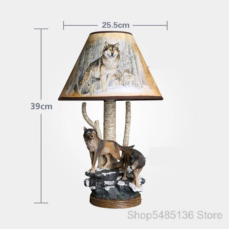 Modern Resin Wolf Table Lamps for Living Room Bedroom Animal Desk Lamp Led Stand Light Fixtures Bedside Office Home Art Decor