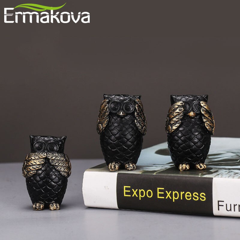 ERMAKOVA Modern Simple Resin Owl Statue Adornment Home Decoration Artistic Craft Figurine Gift for Living Room Bedroom