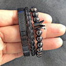 3pcs/Set Hot Men Titanium Steel Roman Numeral Bracelet Horseshoe Buckle Bangles Pulseira Bileklik Luxury Handmade Jewelry