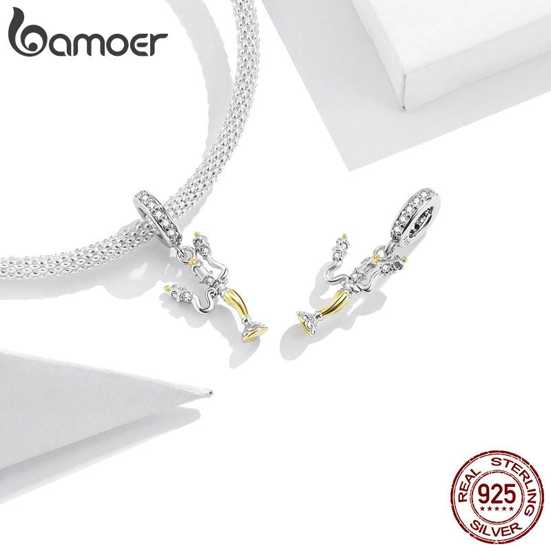 bamoer Genuine 925 Sterling Silver Magic Can Clock Pendant Charm fit Original Bracelet and Necklace Fine Jewelry BSC319