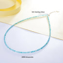 Natural Stone Spinel/Fluorite/Amazonite Jewelry 2MM with 925 Sterling Silver Accessories Tourmaline Necklace for Women Christmas