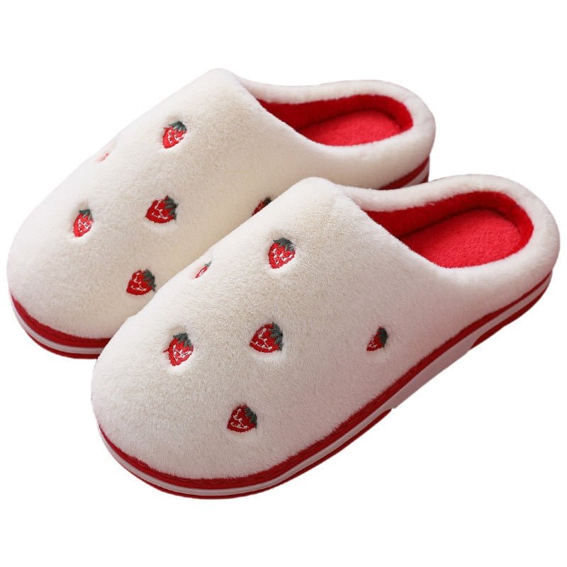 Fashion Fruit Indoor Slippers Women Warm Plush Home Slipper Anti-slip Soft Lovers Winter Shoes Banana Cherry Ladies Slides SH450