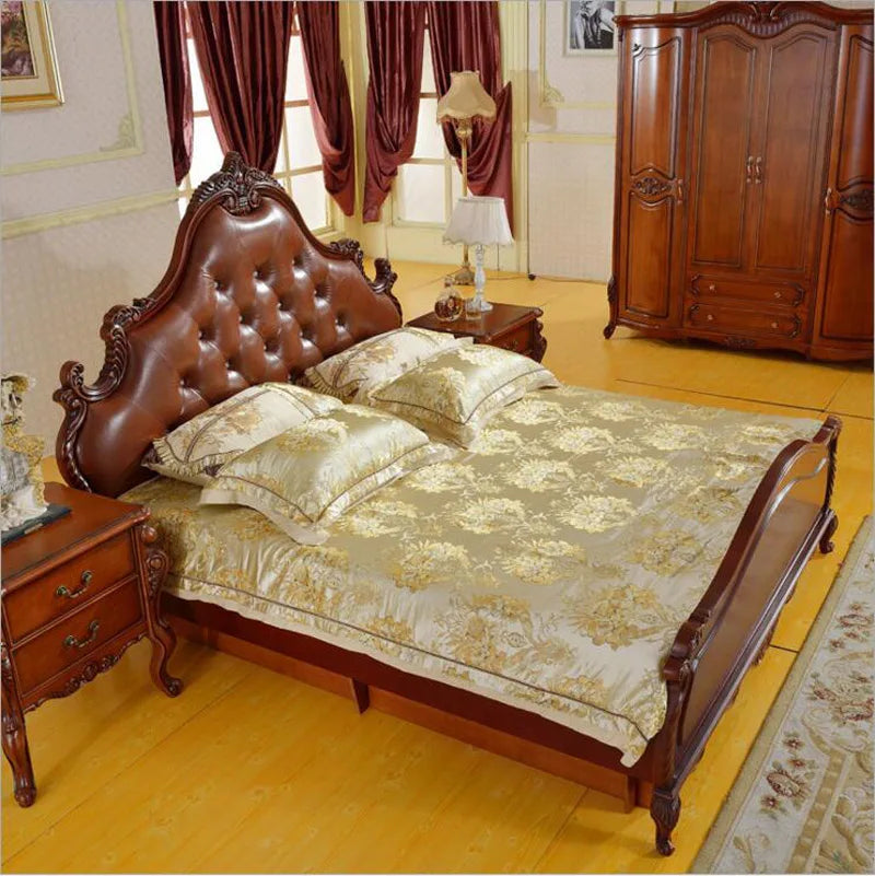 modern American solid wood bed 2 people Fashion  bedroom set furniture d1410