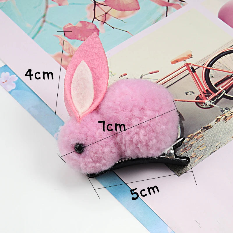 Korean Children's Hair Clips Cute Rabbit Elastic Hair Rubber Bands Winter Plush Bunny Hairpins Headband Girls Hair Accessories