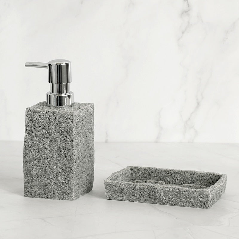 Bathroom Accessories Single Imitati Granite Iiquid Soap Dispenser Toothbrush Holder Cup Soap Dish Toilet Brush Holder