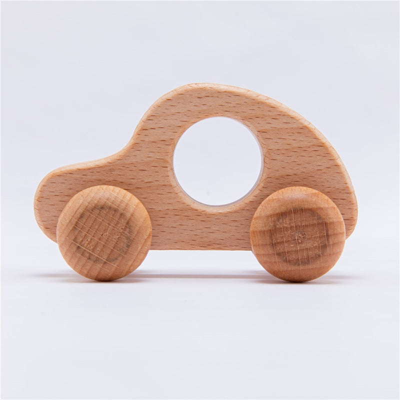 4Pcs Custom Wooden Toys Montessori Educational Beech Wood Car Children Cartoon Car Toy Baby Wood Gift For 2-6 Years Old Kids