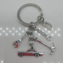 Mechanical Keychain Dad Father Initial Keychain Father's Day Gift Letter A-Z Truck Keychain Truck Key Ring Car Truck Lover Gift