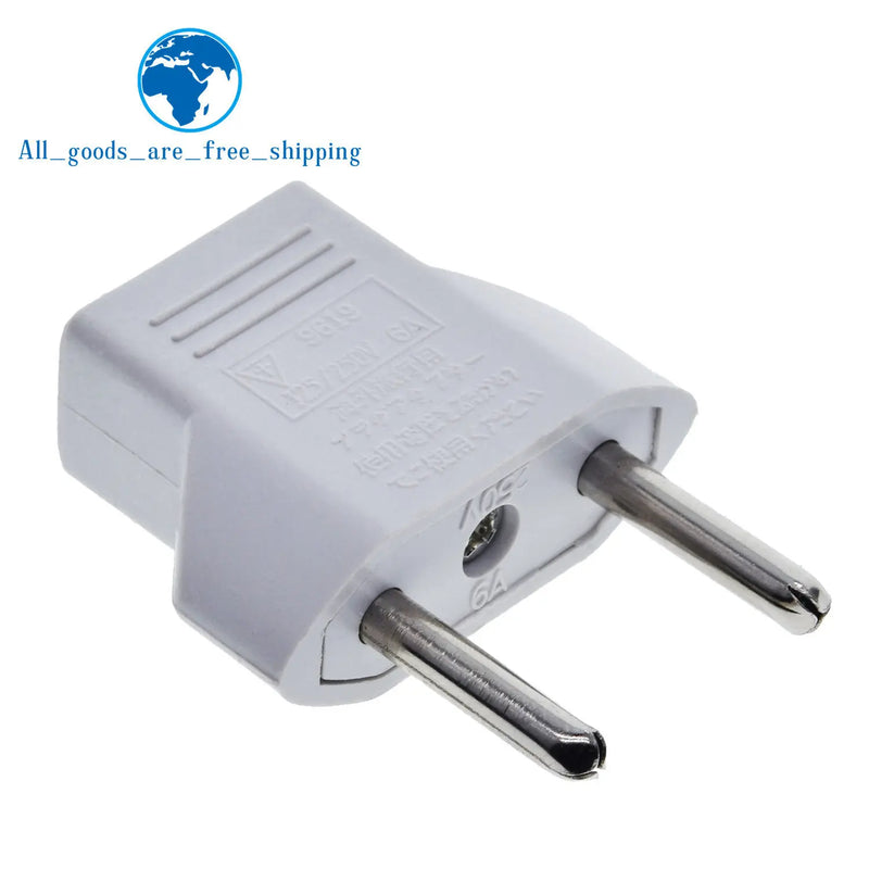 TZT Universal US To EU Plug USA To Euro Europe Travel Wall AC Power Charger Outlet Adapter Converter 2 Round Socket Input Pin