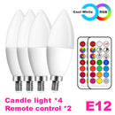 E14 LED Bulb Candle Color Indoor Neon Sign Light Bulb RGB Tape With Controller Lighting 220V E12 Dimmable Smart Lamp For Home