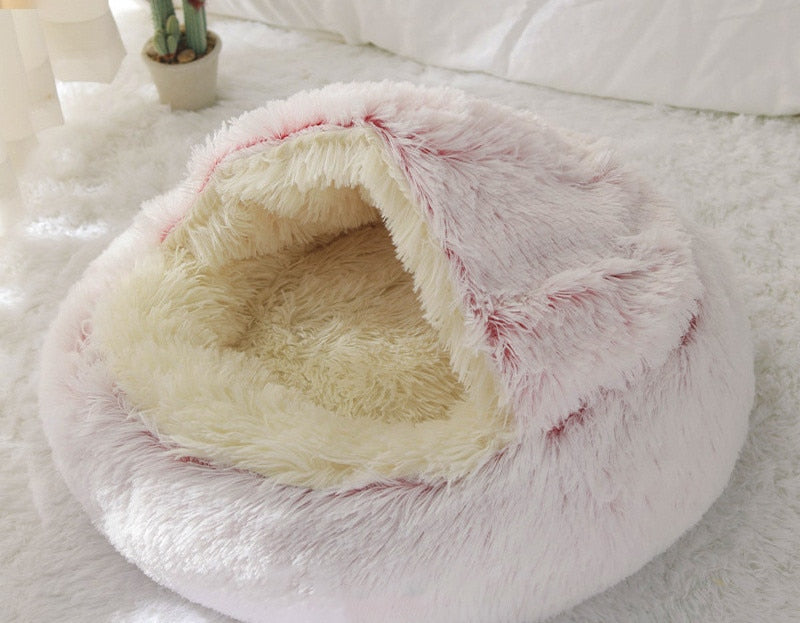 Pet Dog Bed Cat Bed Round Plush Cat Warm Bed House Soft Long Plush Bed For Small Dogs For Cats Nest 2 In 1 Cat Bed