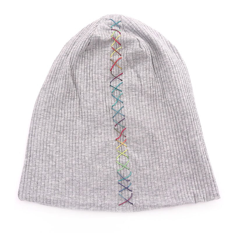 Soft colorful ribbon cotton ribbed hats for women hat 2020 New Spring Winter Slouchy hats ladies Girls Skullies Beanies Gorros