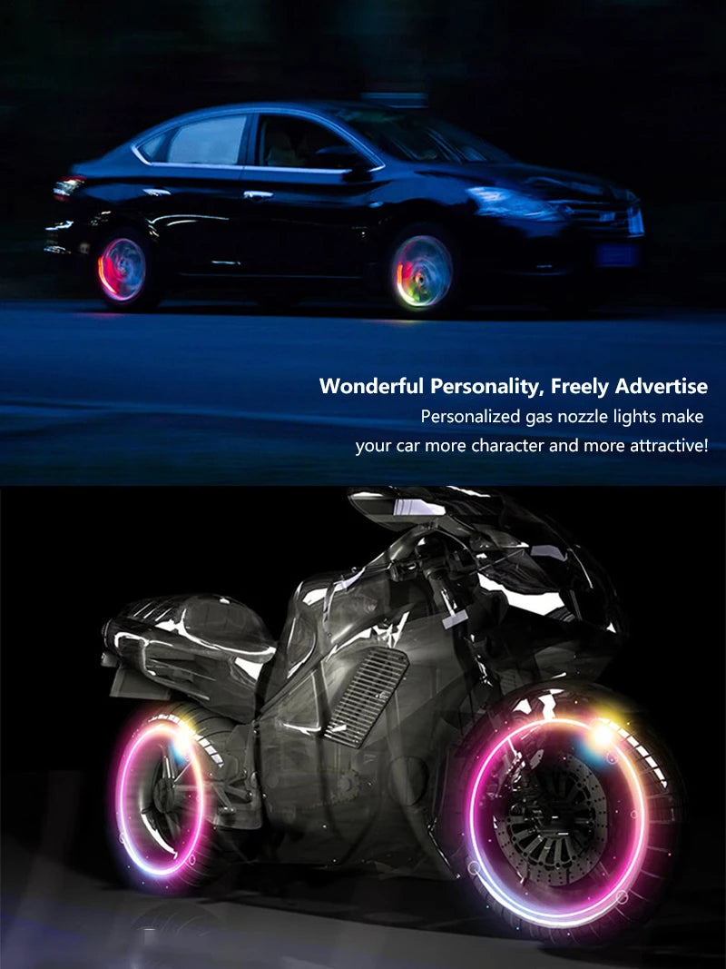 2/4pcs Universal Tyre Light Waterproof Wheel Light  Car Bike Motorcycle Tire Air Valve Stem LED Light Caps Decorative Lantern