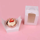 20pcs Cute Mini Biscuit Candy Box Single Muffin Box Portable Window Cupcake Box Mousse Mud Pudding Bottle Packaging Cup Gift