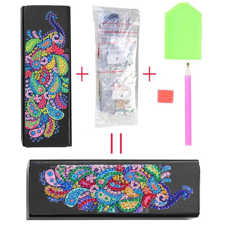 DIY Diamond Painting Eye Glasses Storage Box Travel Leather Sunglasses Case Special Shaped Diamond Storarage Box