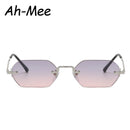 Small Square Rimless Sunglasses Women Retro Polygon Grey Gradient Sun Glasses Vintage Lady Summer Style Female Eyewear UV400